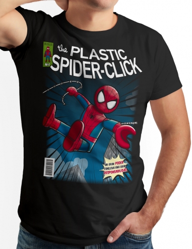 The Plastic Spider-Click
 Color-Negro Modelo-Chico Talla Camiseta Hombre-XXL