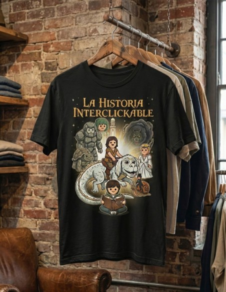 ▷ Camiseta La Historia Interminable – Fantasía parodiando Playmobil